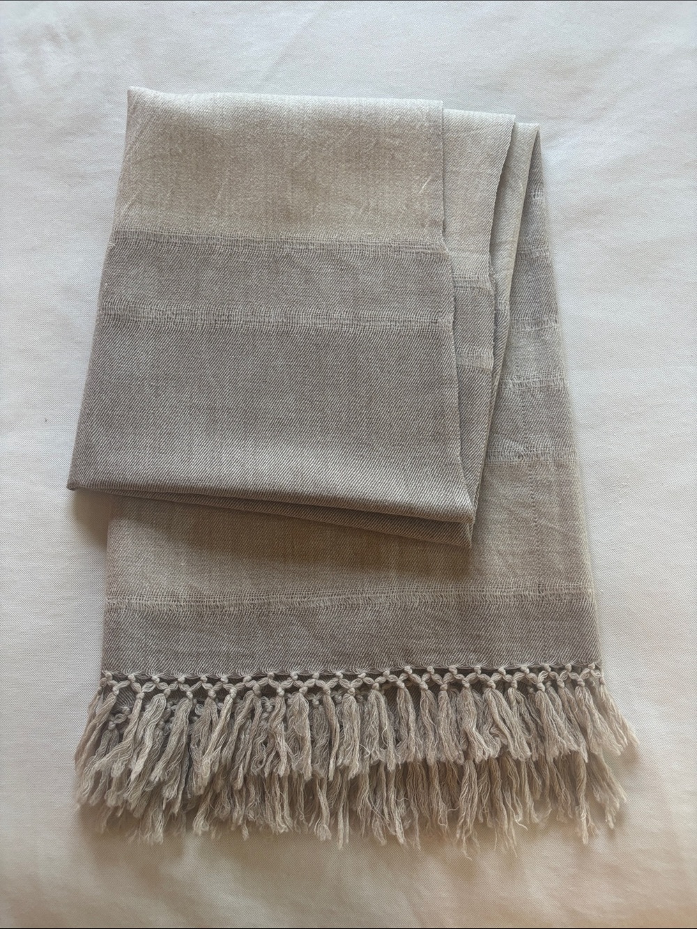 Cream Fringe Merino Wool Throw - Home Accents